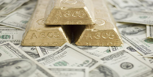 gold bars on $100 bills