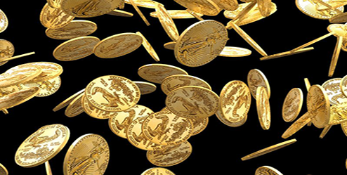 gold coins falling